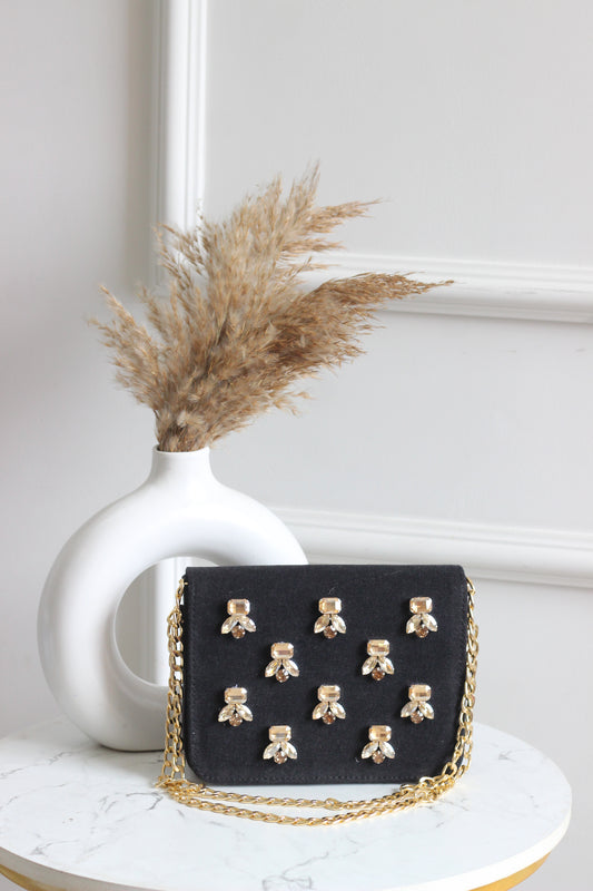 Crystal Dragonfly Denim Flap Bag