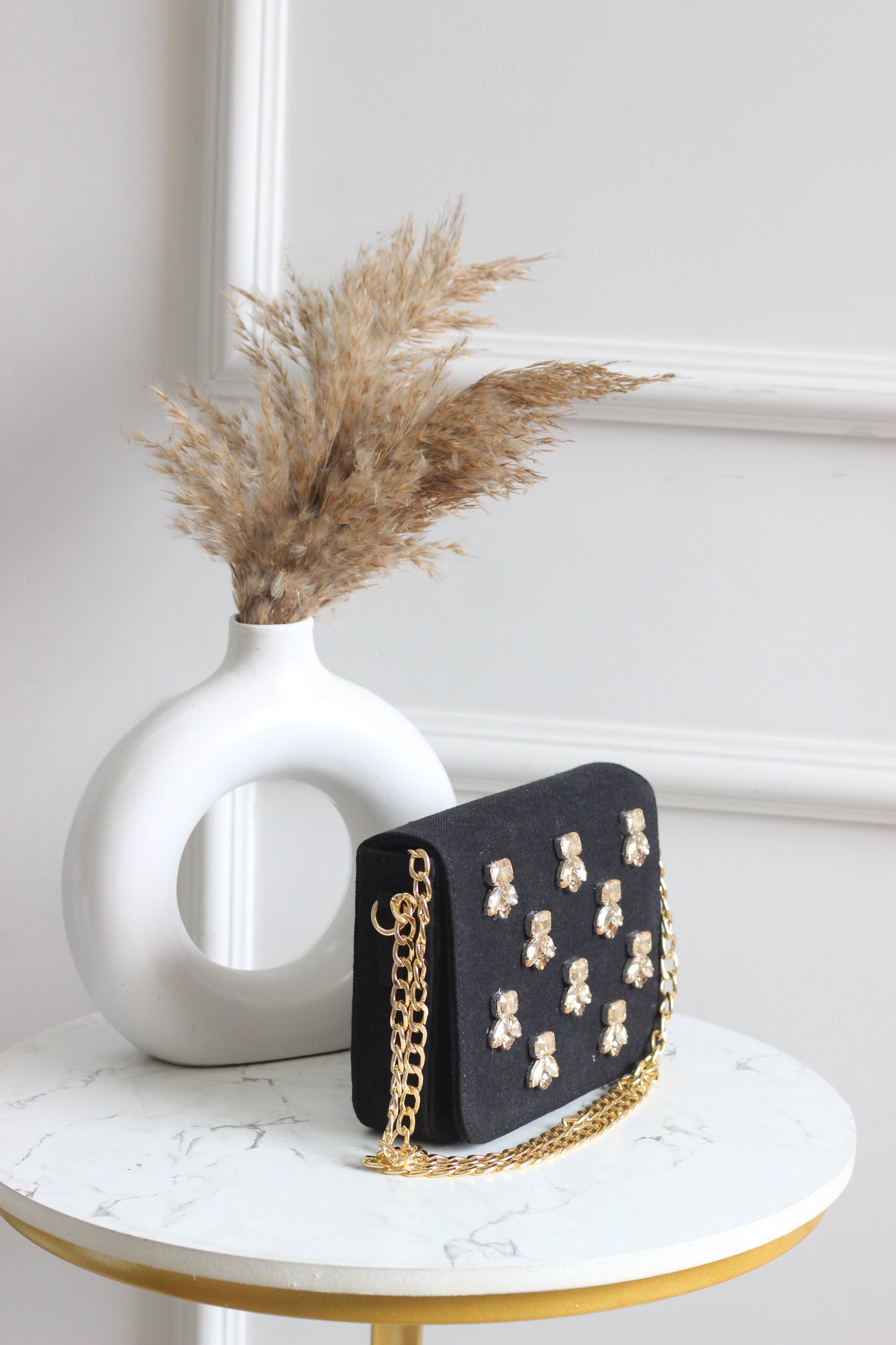 Crystal Dragonfly Denim Flap Bag