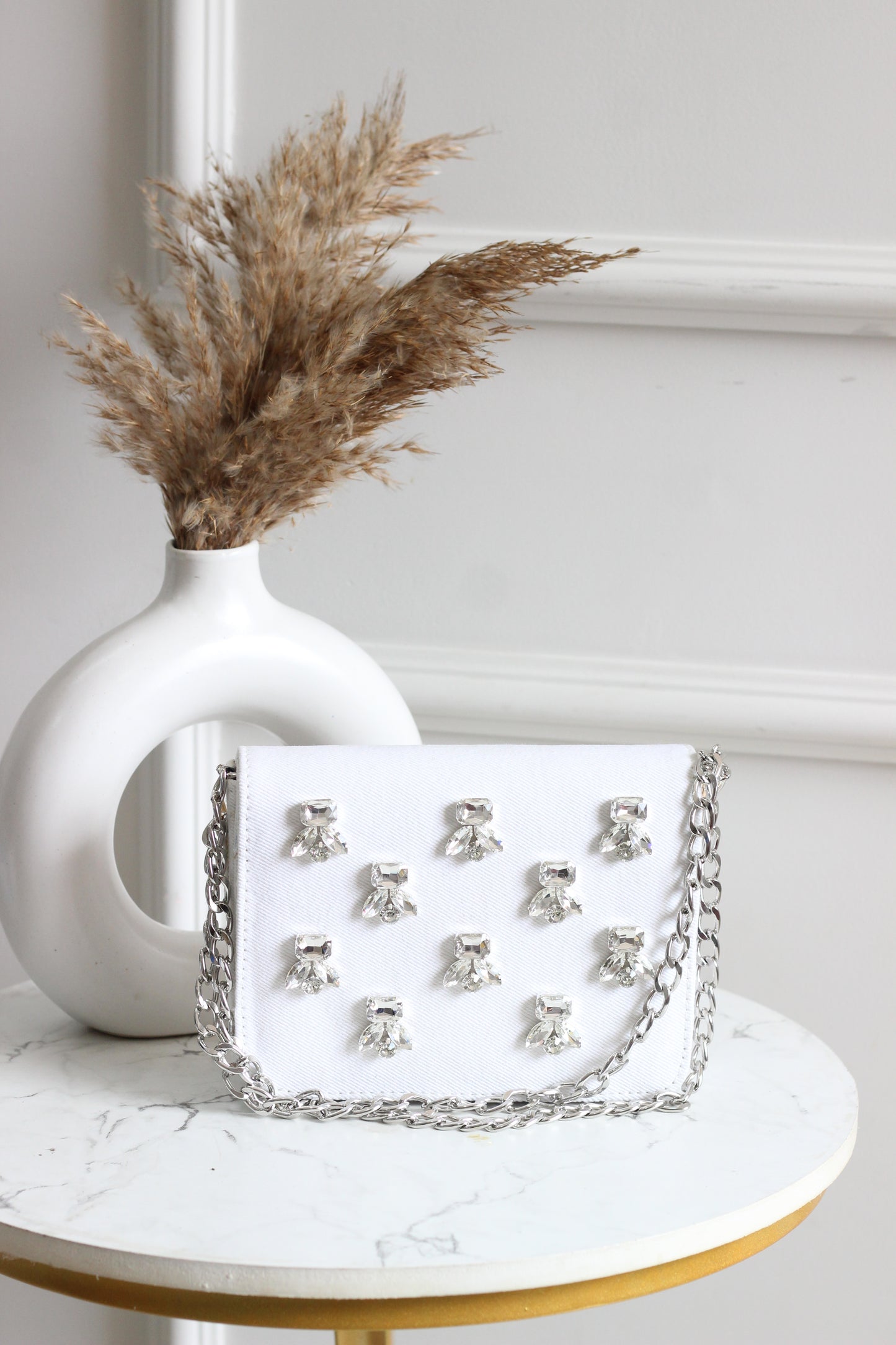 Crystal Dragonfly Denim Flap Bag