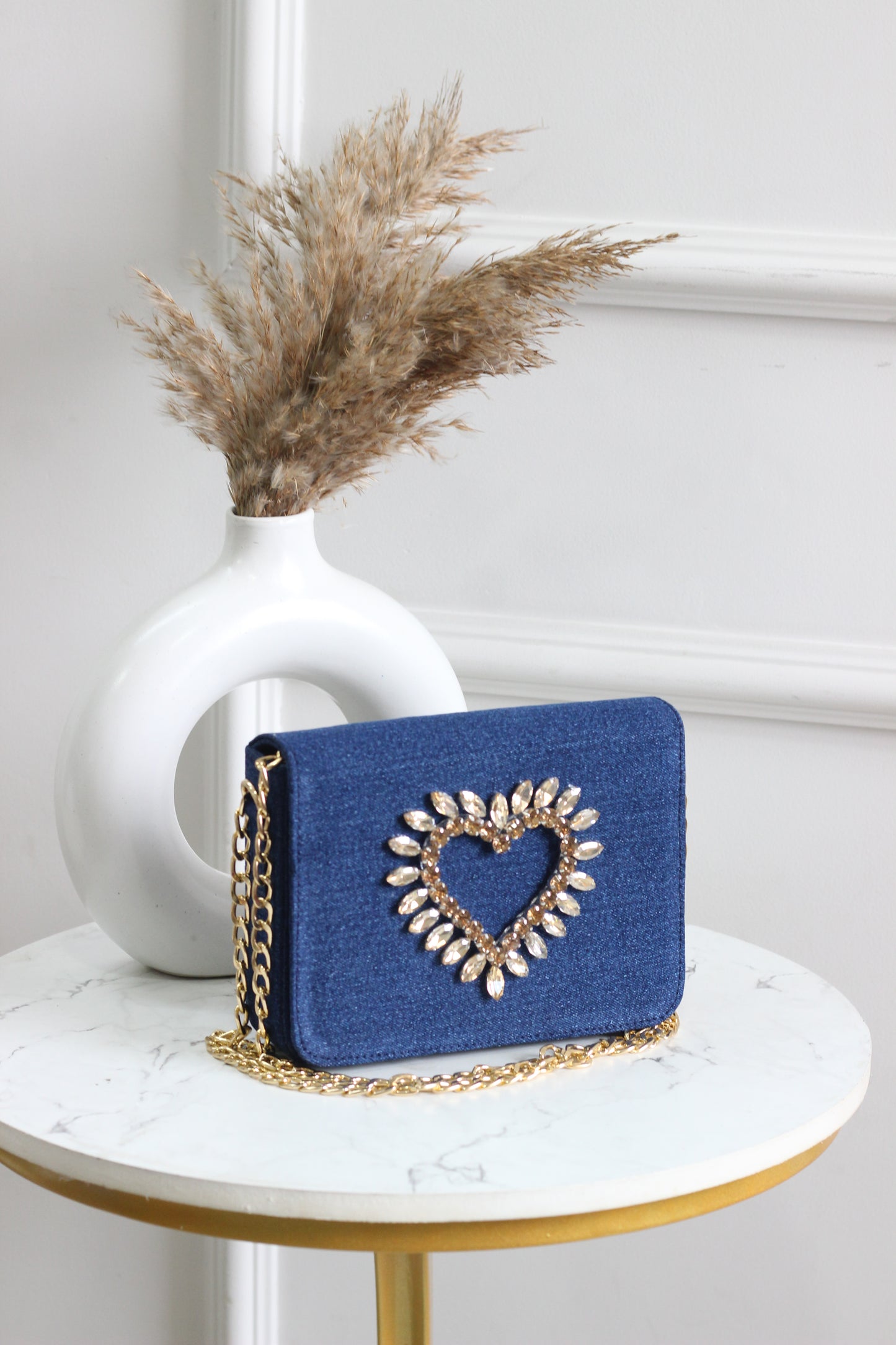 Vibrant Heartbeat Denim Flap Bag