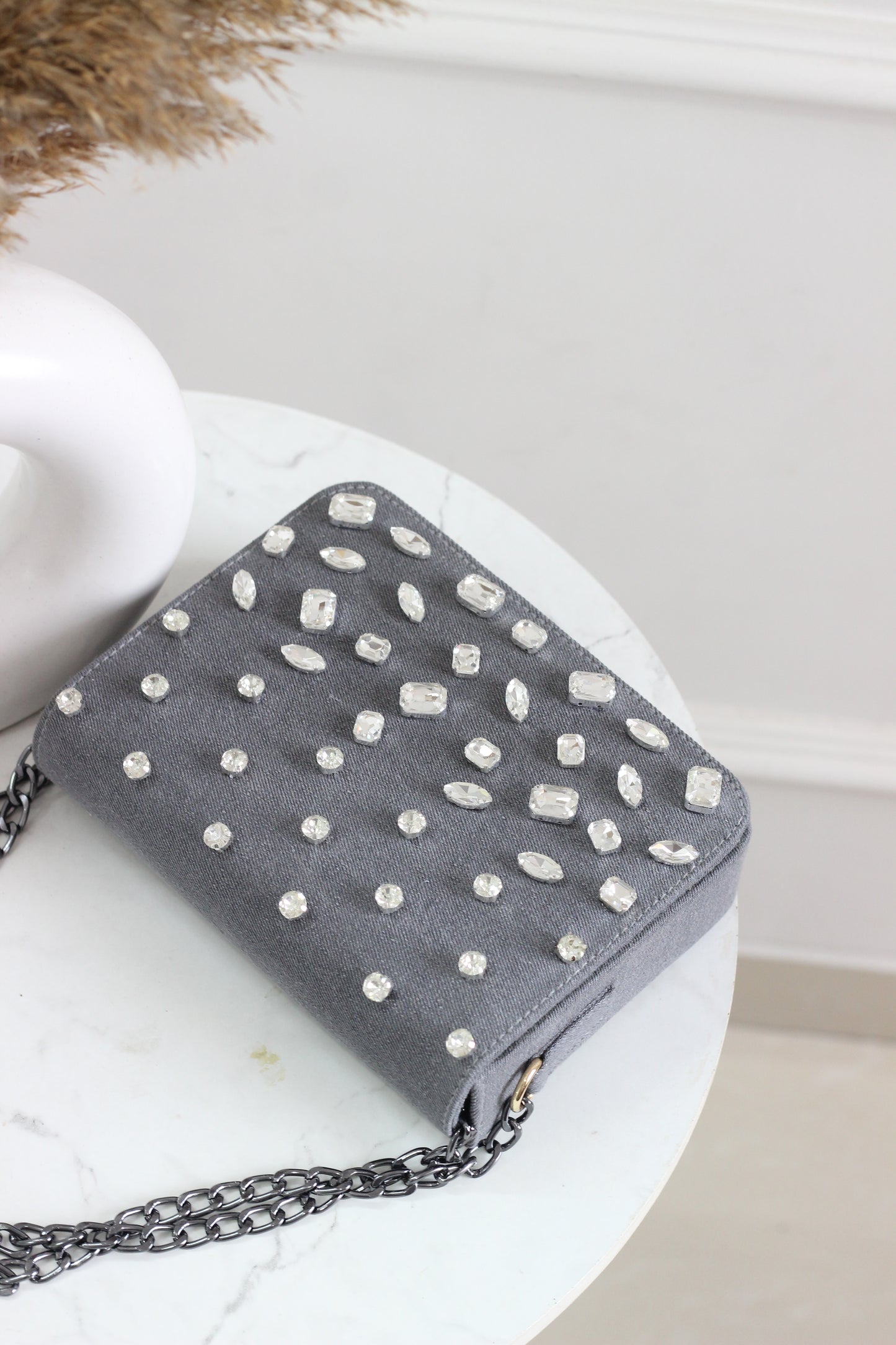 Midnight Sparkle Denim Flap Bag