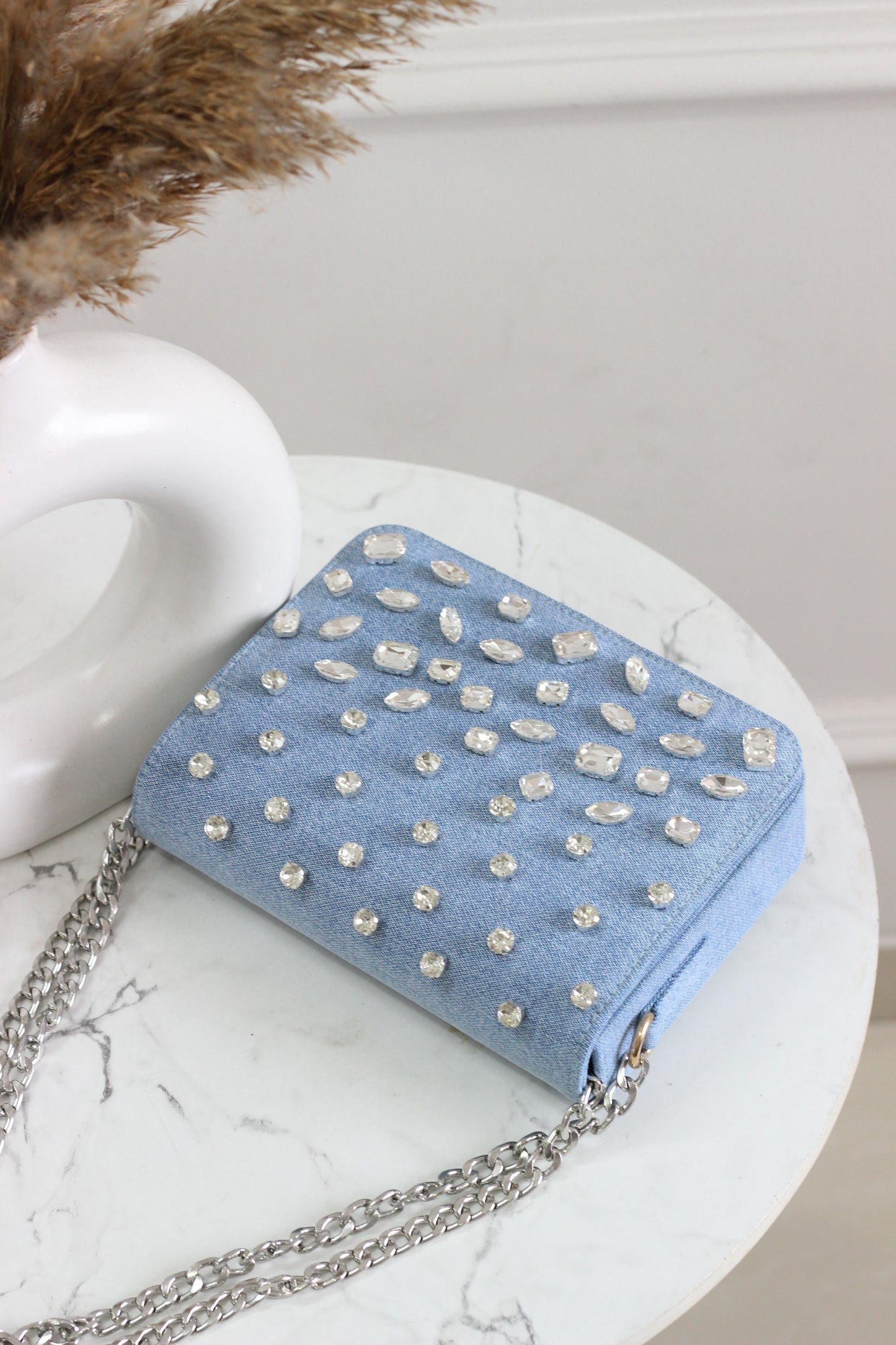 Midnight Sparkle Denim Flap Bag