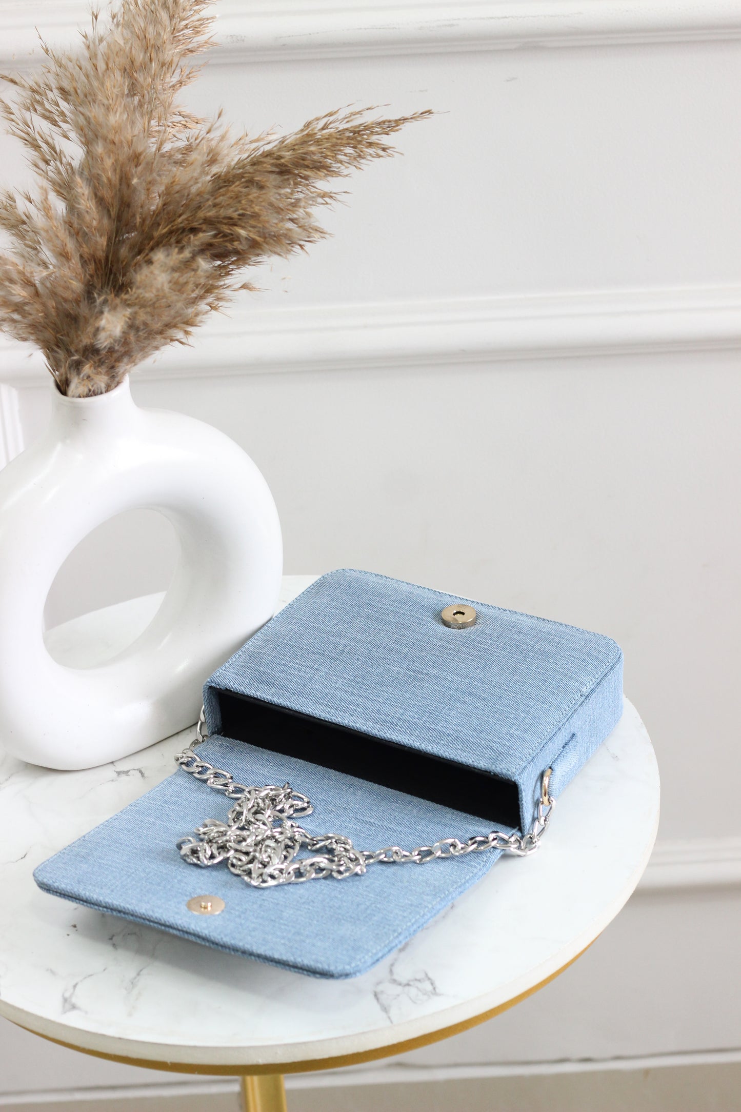 Crystal Dragonfly Denim Flap Bag