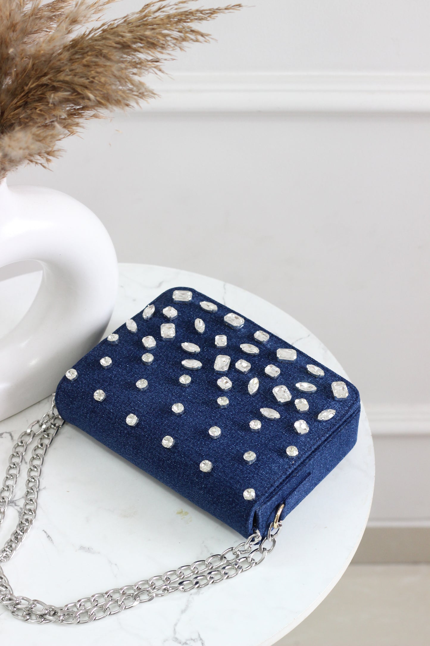 Midnight Sparkle Denim Flap Bag