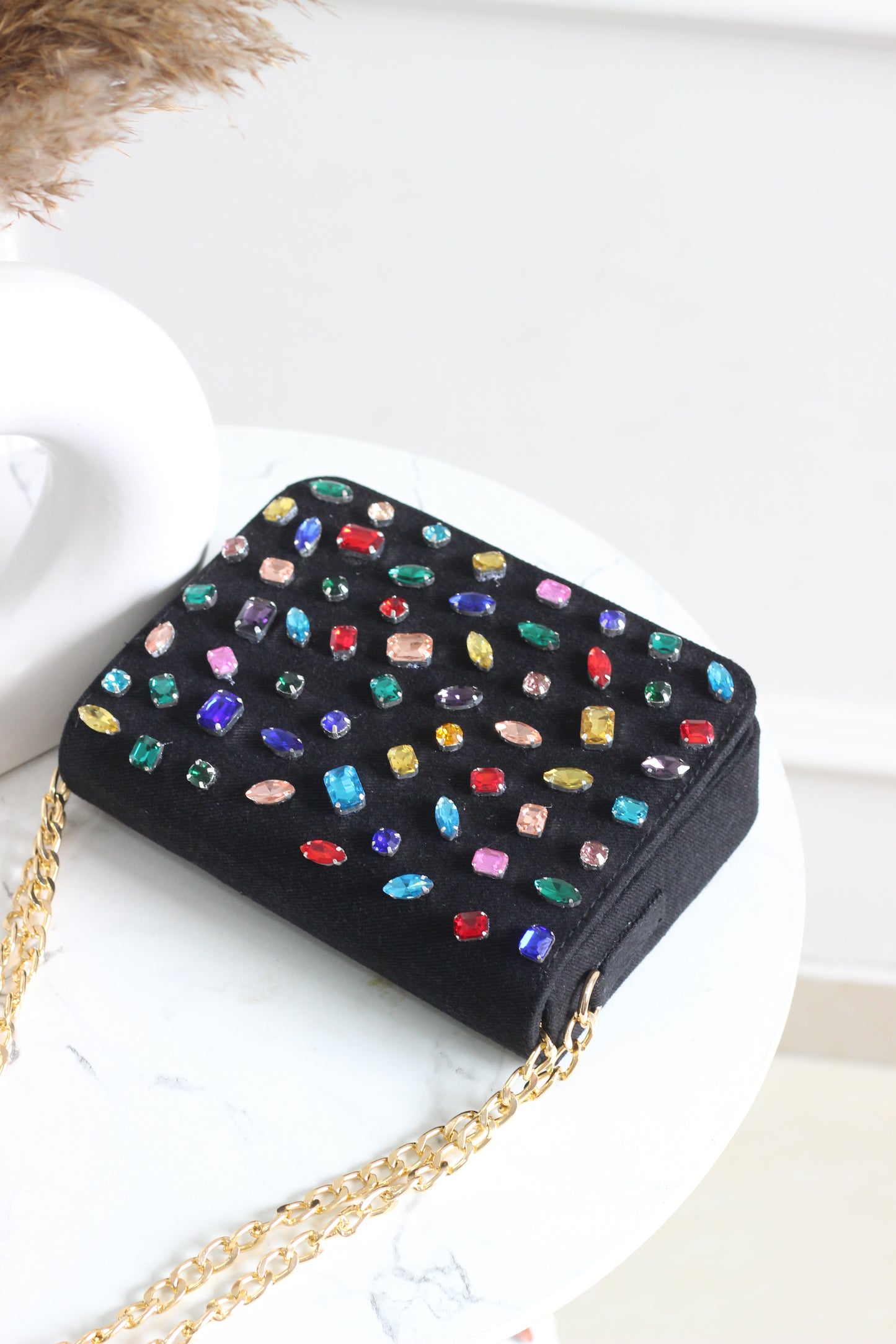 Confetti Sparkle Denim Flap Bag