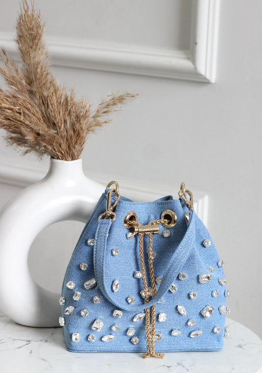 Stone-Embellished Bucket Bags