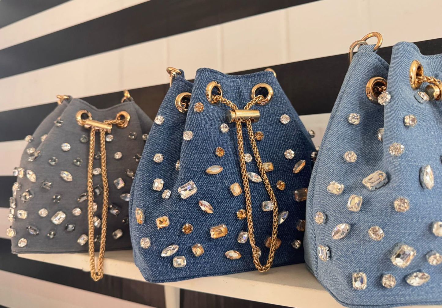 Stone-Embellished Bucket Bags