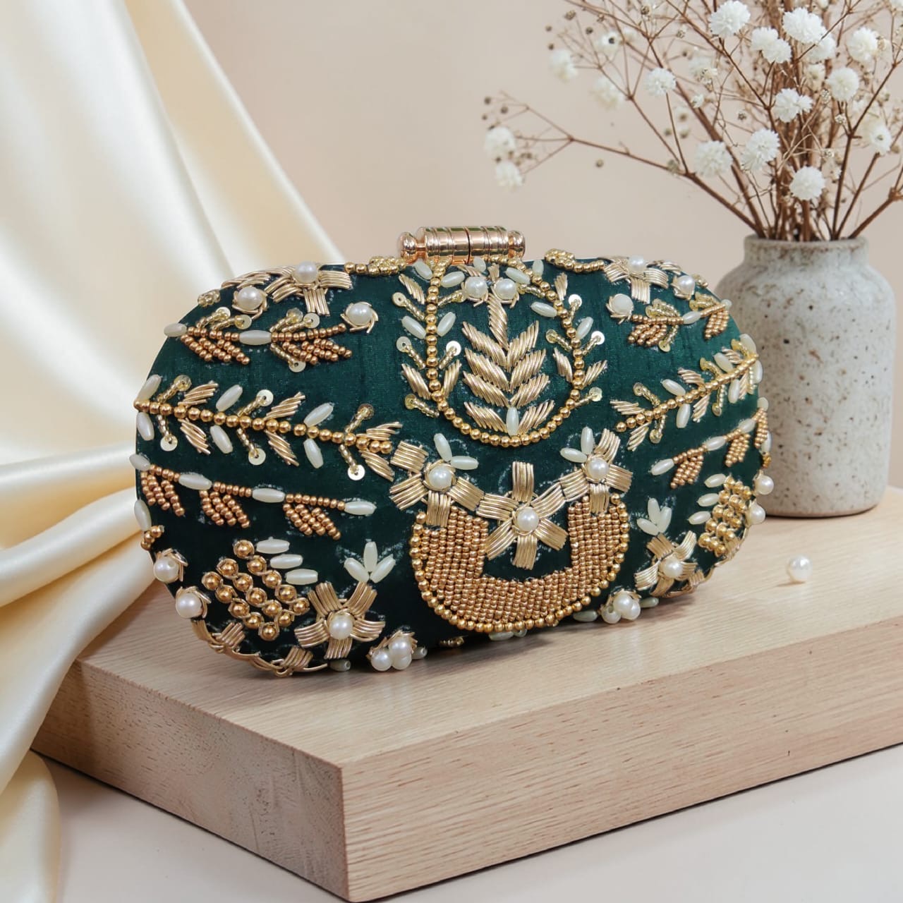 Begum Zardozi Clutch (Both Side Work)