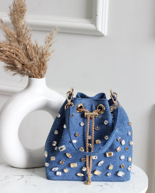 Stone-Embellished Bucket Bags