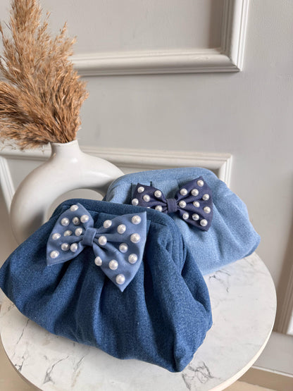Pearl Bow Denim Batwa