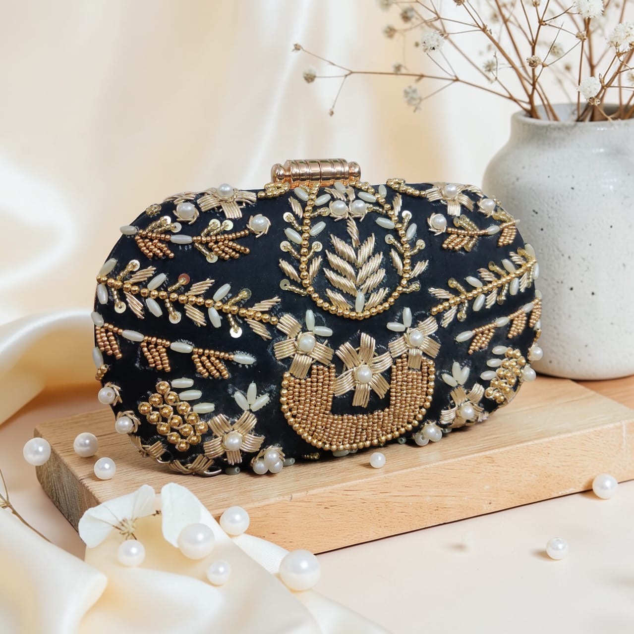 Begum Zardozi Clutch (Both Side Work)