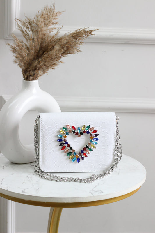 Vibrant Heartbeat Denim Flap Bag