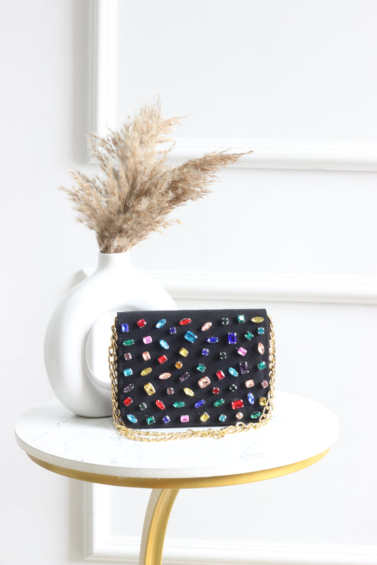 Confetti Sparkle Denim Flap Bag