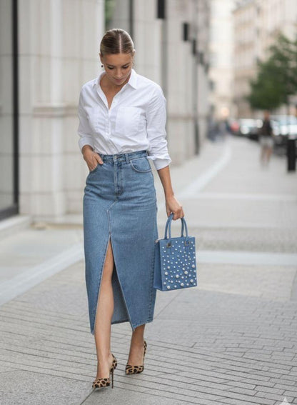Stella Pearl Denim Tote Bag
