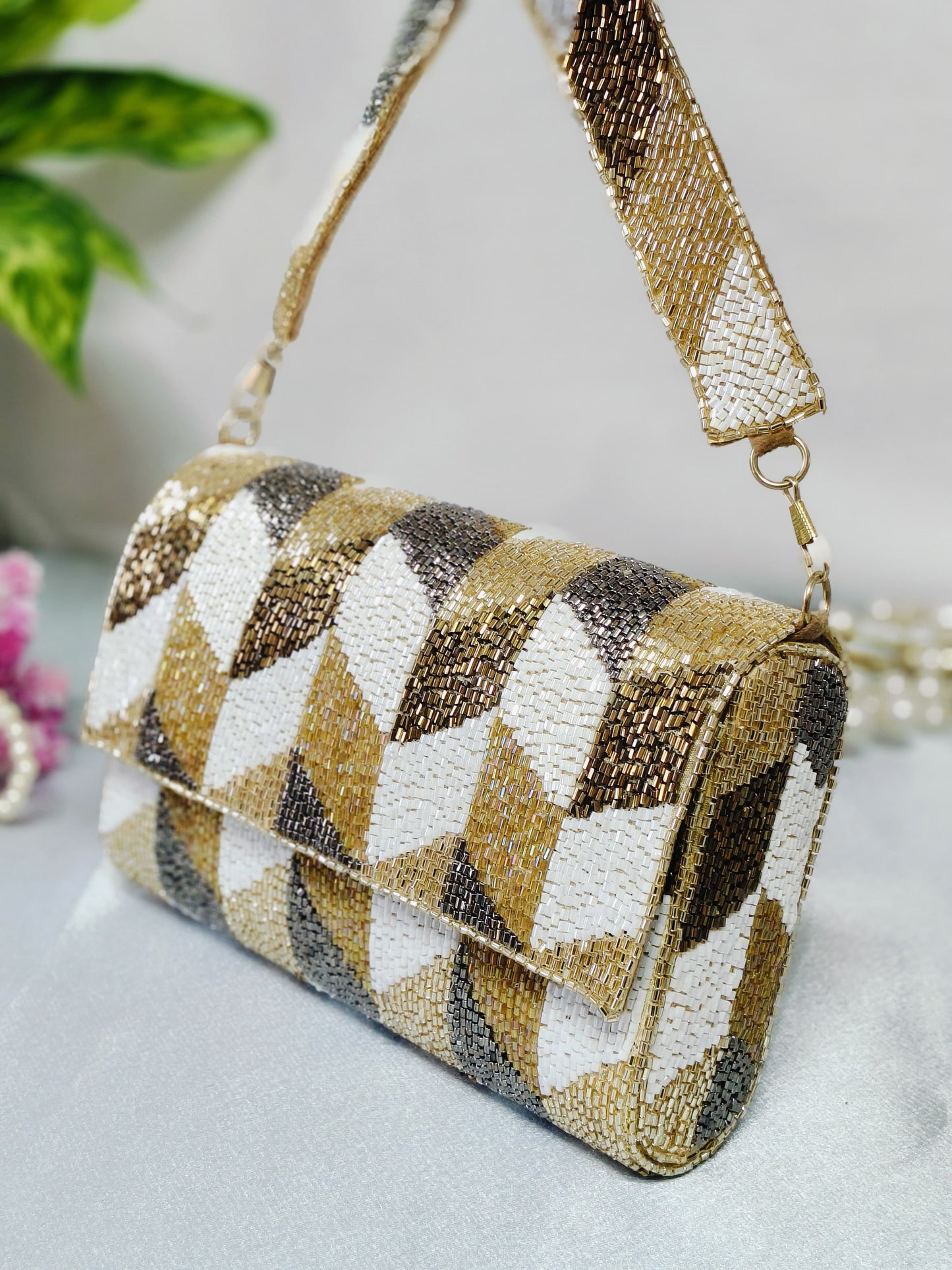Prism Cutdana Flap Bag