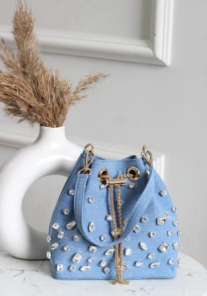 Stone-Embellished Bucket Bags