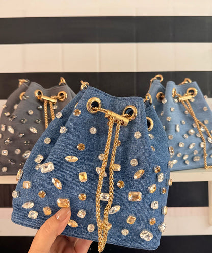 Stone-Embellished Bucket Bags