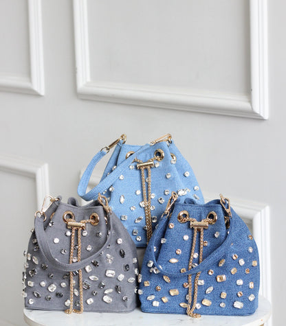 Stone-Embellished Bucket Bags