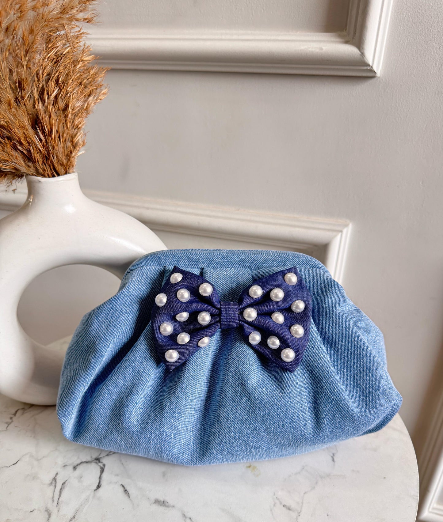 Pearl Bow Denim Batwa