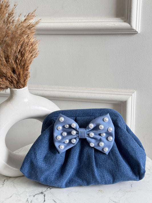 Pearl Bow Denim Batwa